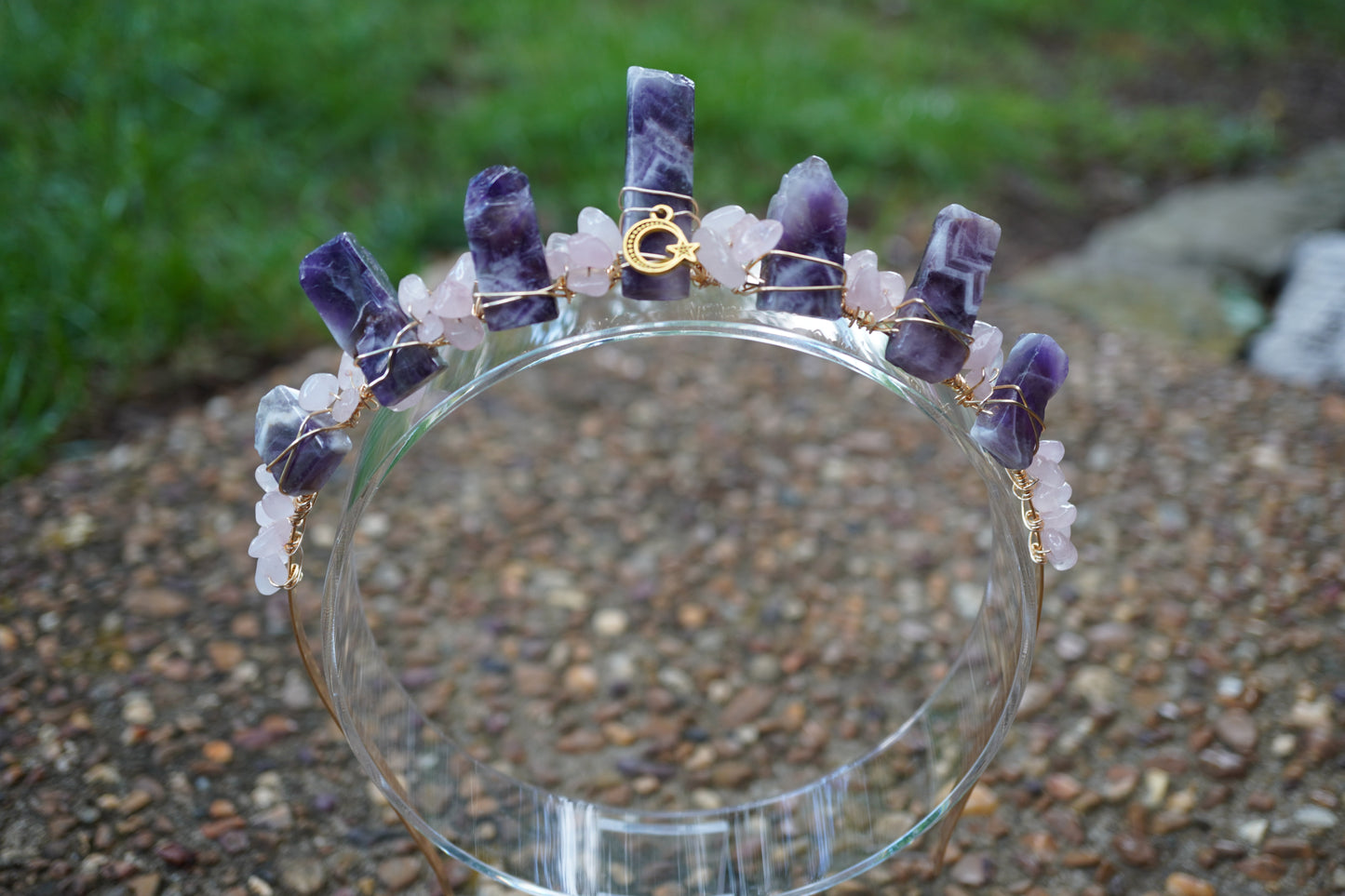 Rose Quartz and Amethyst Crown (gold)