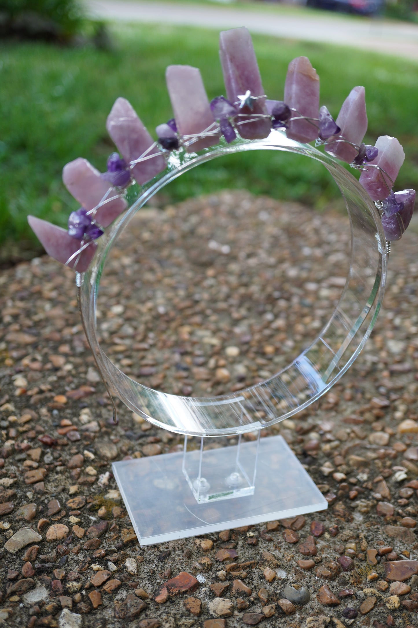 Rose Quartz and Amethyst Crown (silver)