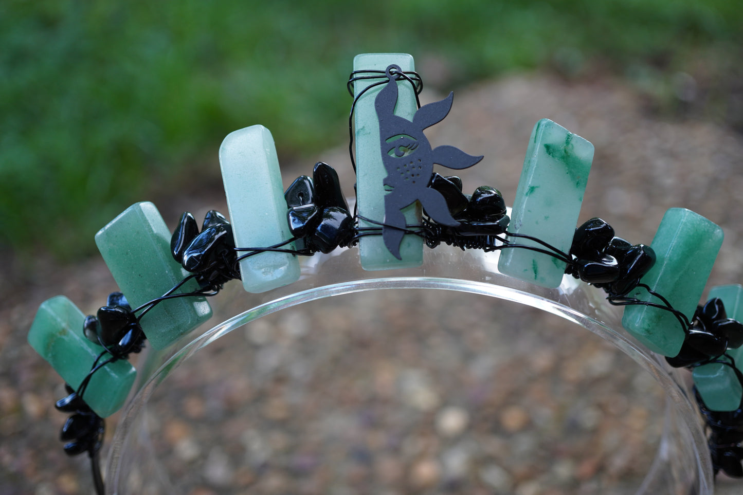 Green Aventurine and Black Tourmaline Crown