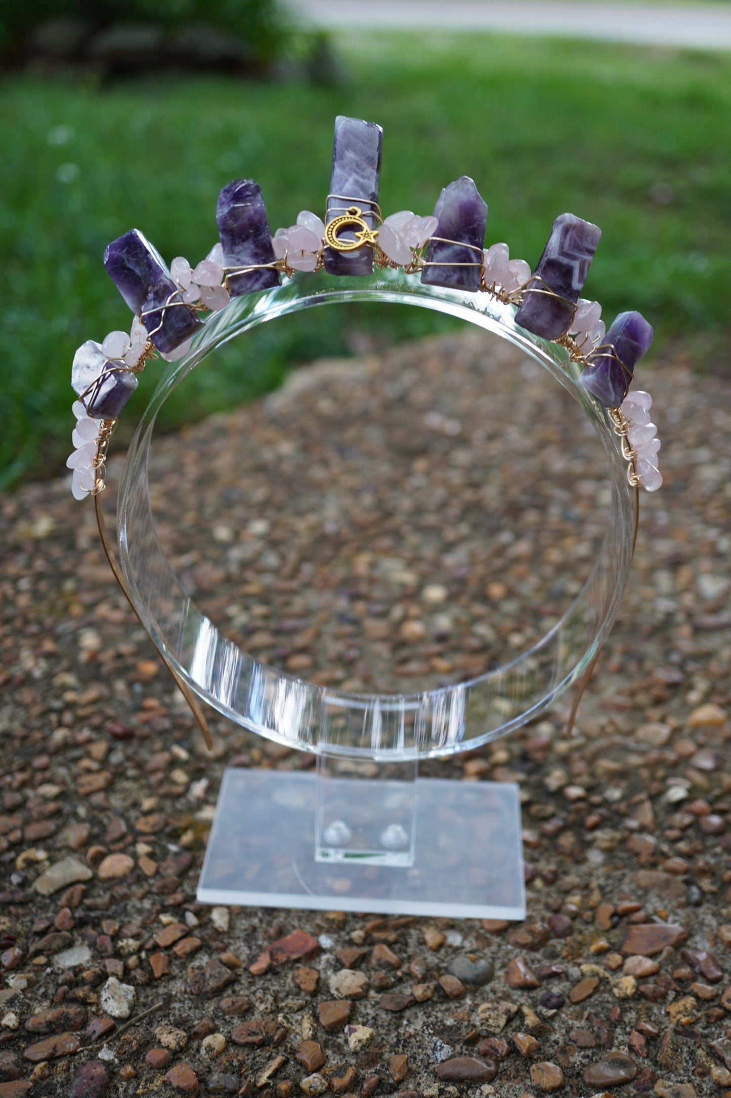 Rose Quartz and Amethyst Crown (gold)