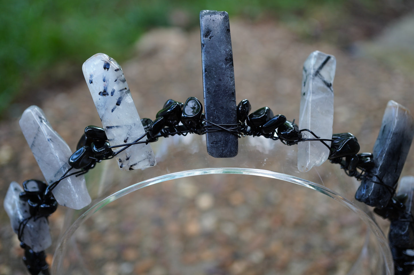 Black Rutilated Quartz and Black Tourmaline Crown