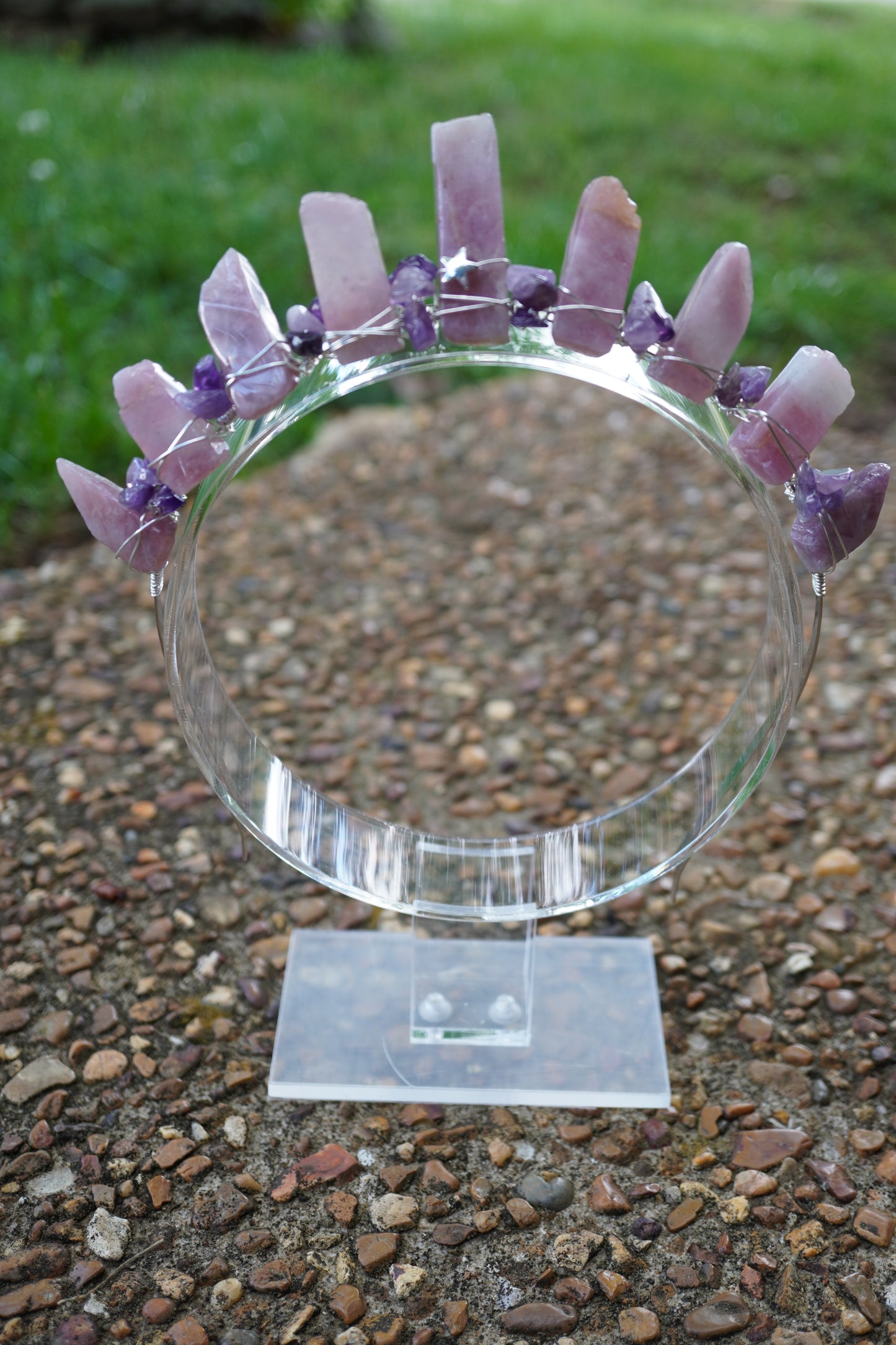 Rose Quartz and Amethyst Crown (silver)