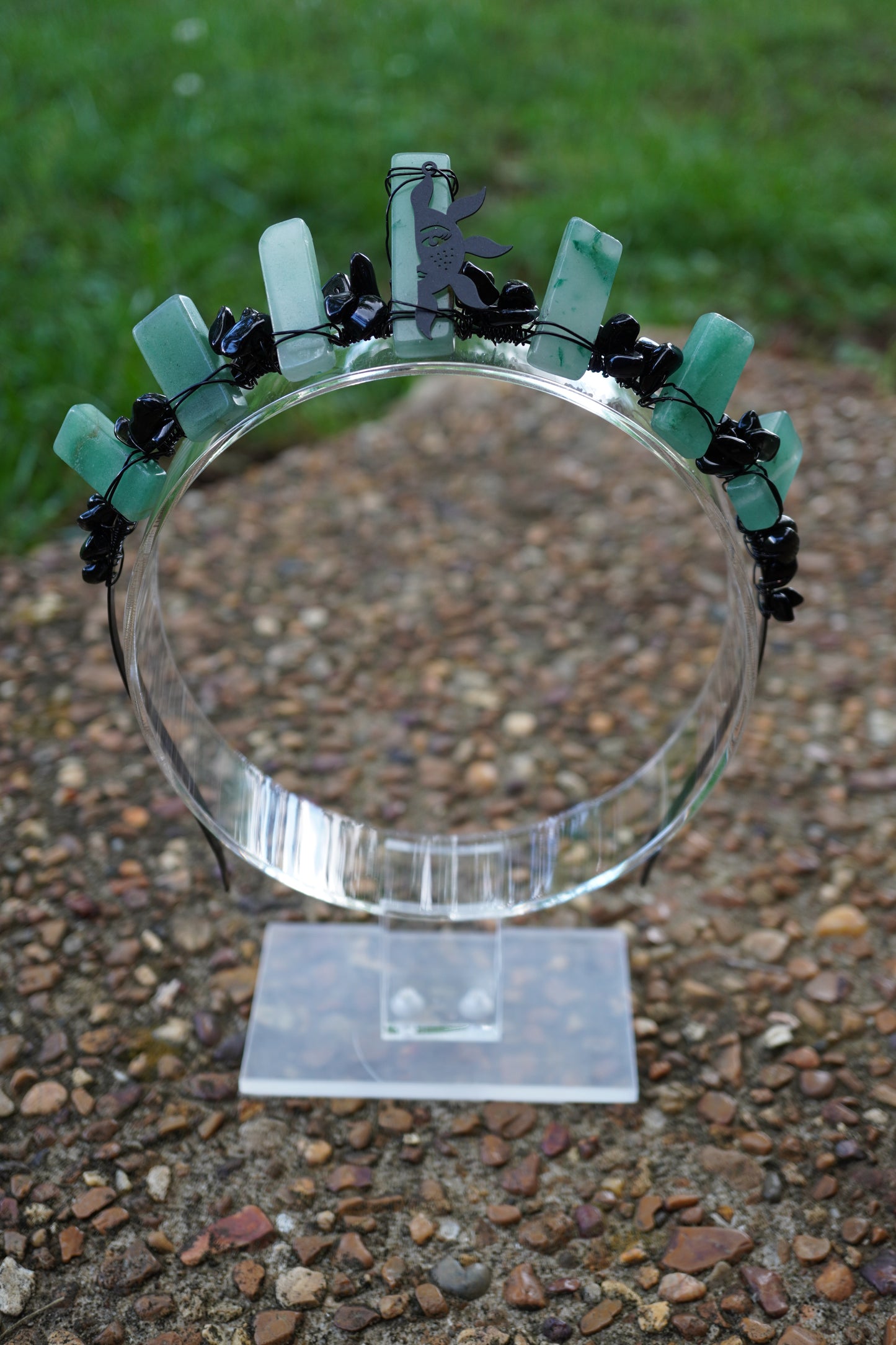 Green Aventurine and Black Tourmaline Crown