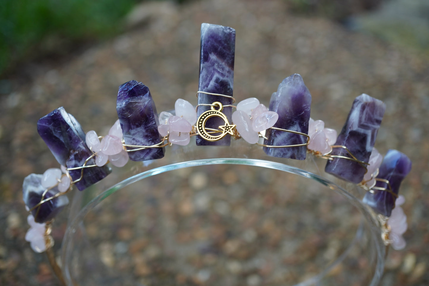 Rose Quartz and Amethyst Crown (gold)