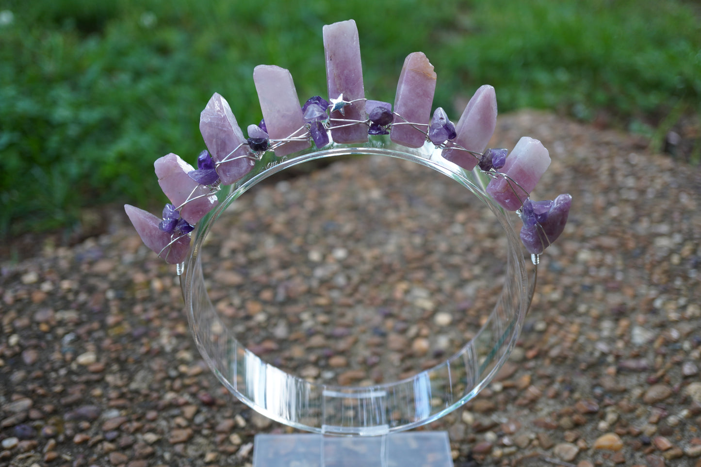 Rose Quartz and Amethyst Crown (silver)