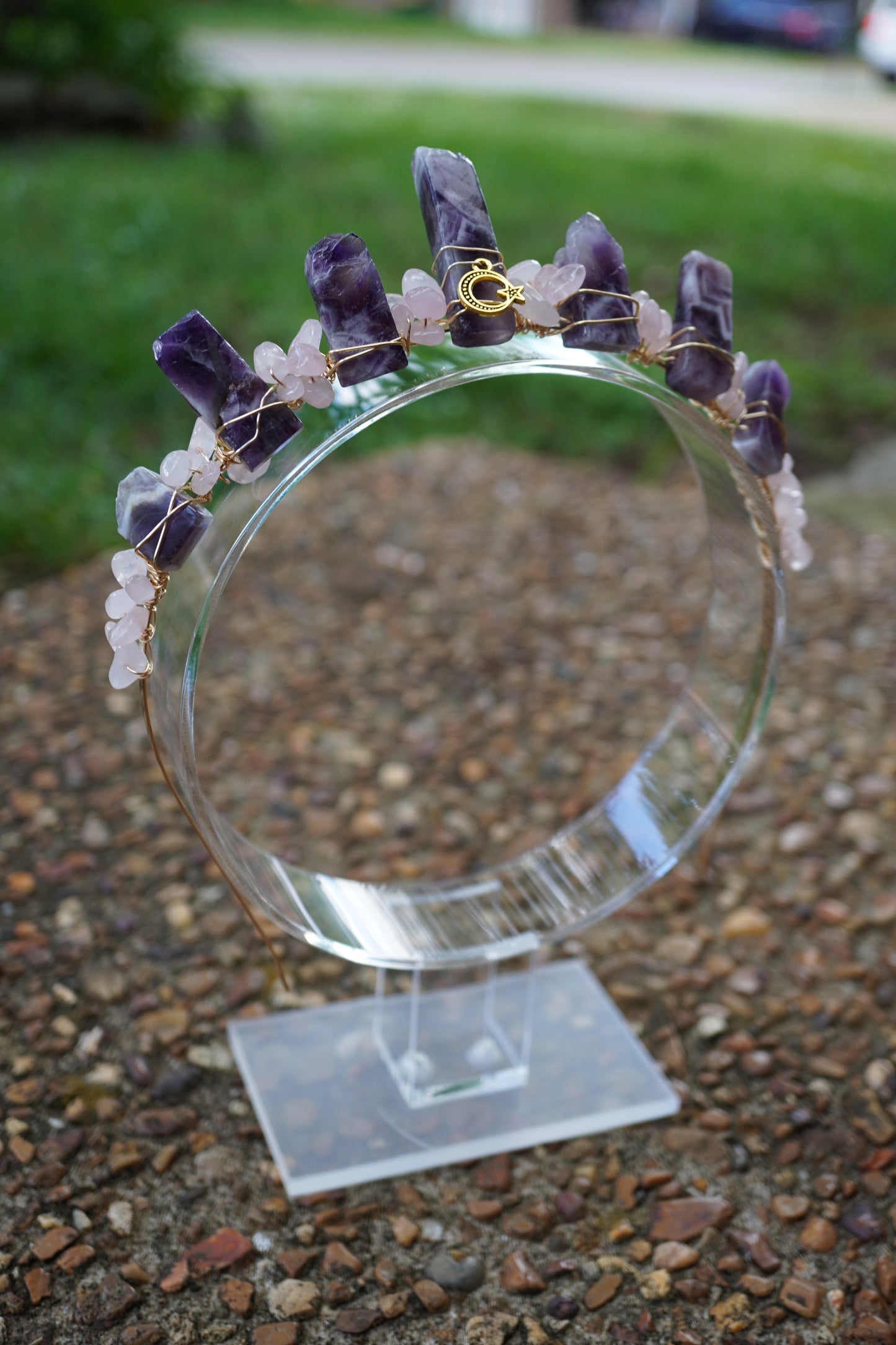 Rose Quartz and Amethyst Crown (gold)