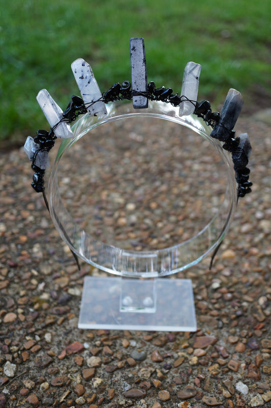 Black Rutilated Quartz and Black Tourmaline Crown